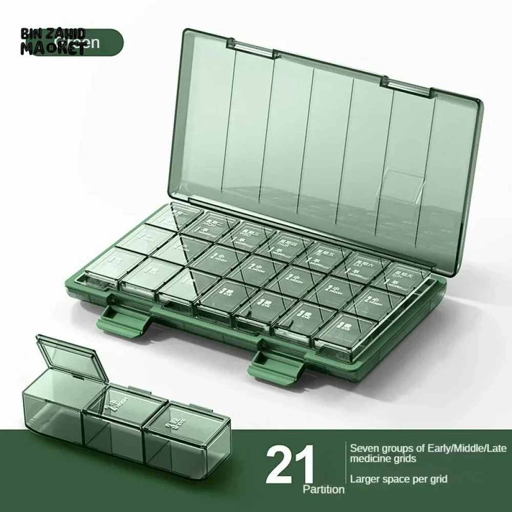 PORTABLE WEEKLY PILL ORGANIZER – 7 DAYS 3/4 TIMES A DAY STACKABLE & COLORFUL DESIGN - Image 2