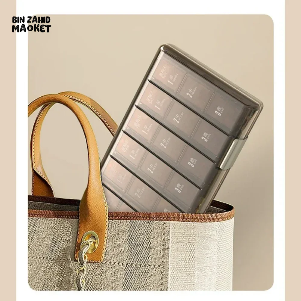PORTABLE WEEKLY PILL ORGANIZER – 7 DAYS 3/4 TIMES A DAY STACKABLE & COLORFUL DESIGN - Image 4