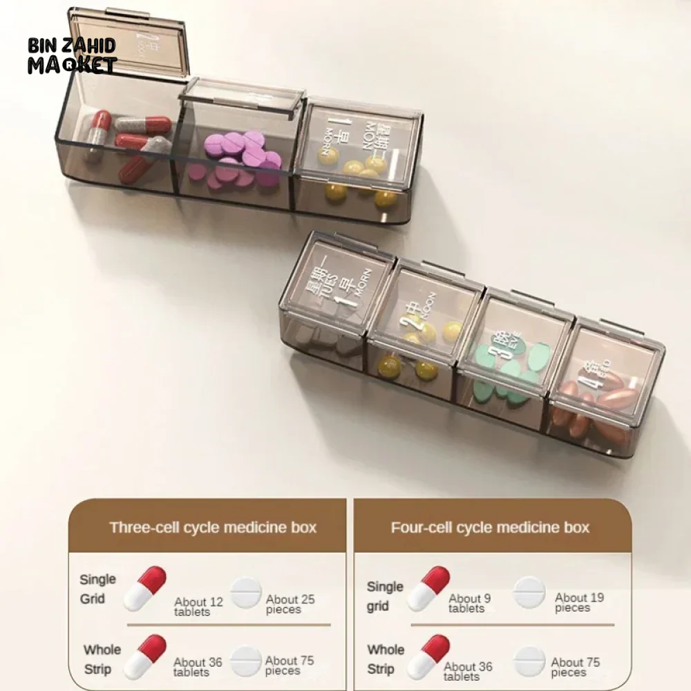 PORTABLE WEEKLY PILL ORGANIZER – 7 DAYS 3/4 TIMES A DAY STACKABLE & COLORFUL DESIGN - Image 6