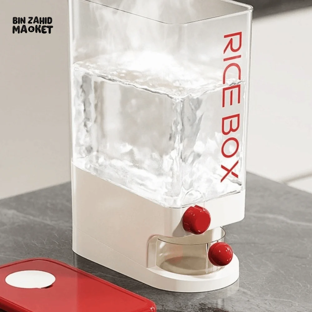 PRACTICAL PUSH-DISPENSER RICE STORAGE BOX AIRTIGHT INSECT-PROOF & MOISTURE-RESISTANT GRAIN CONTAINER - 10 KG - Image 3
