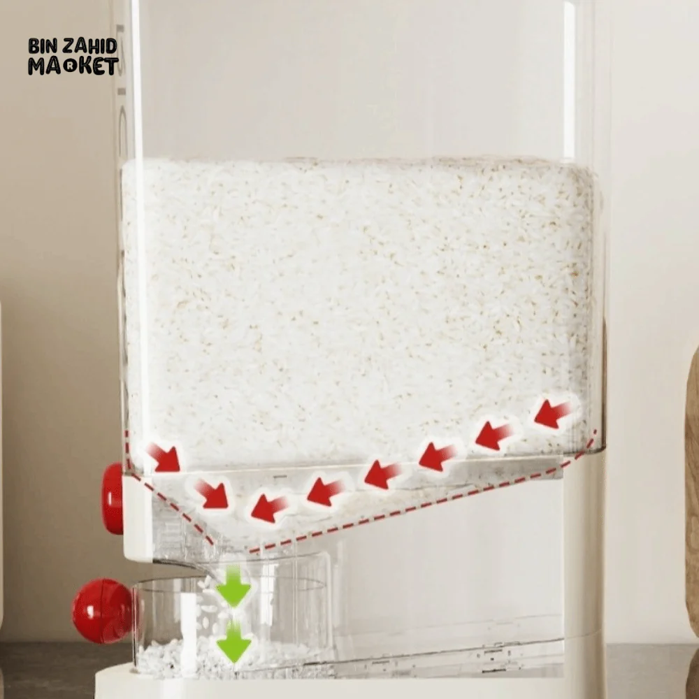 PRACTICAL PUSH-DISPENSER RICE STORAGE BOX AIRTIGHT INSECT-PROOF & MOISTURE-RESISTANT GRAIN CONTAINER - 10 KG - Image 6