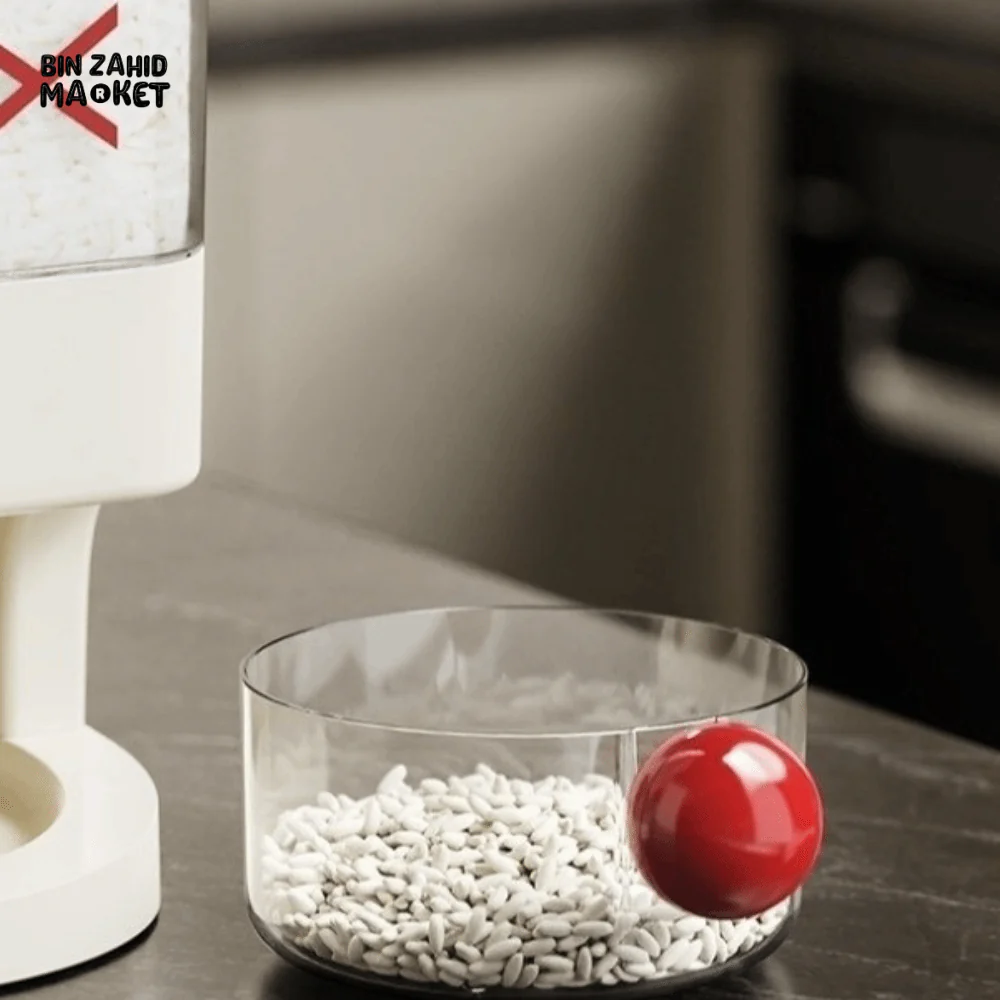 PRACTICAL PUSH-DISPENSER RICE STORAGE BOX AIRTIGHT INSECT-PROOF & MOISTURE-RESISTANT GRAIN CONTAINER - 10 KG - Image 8