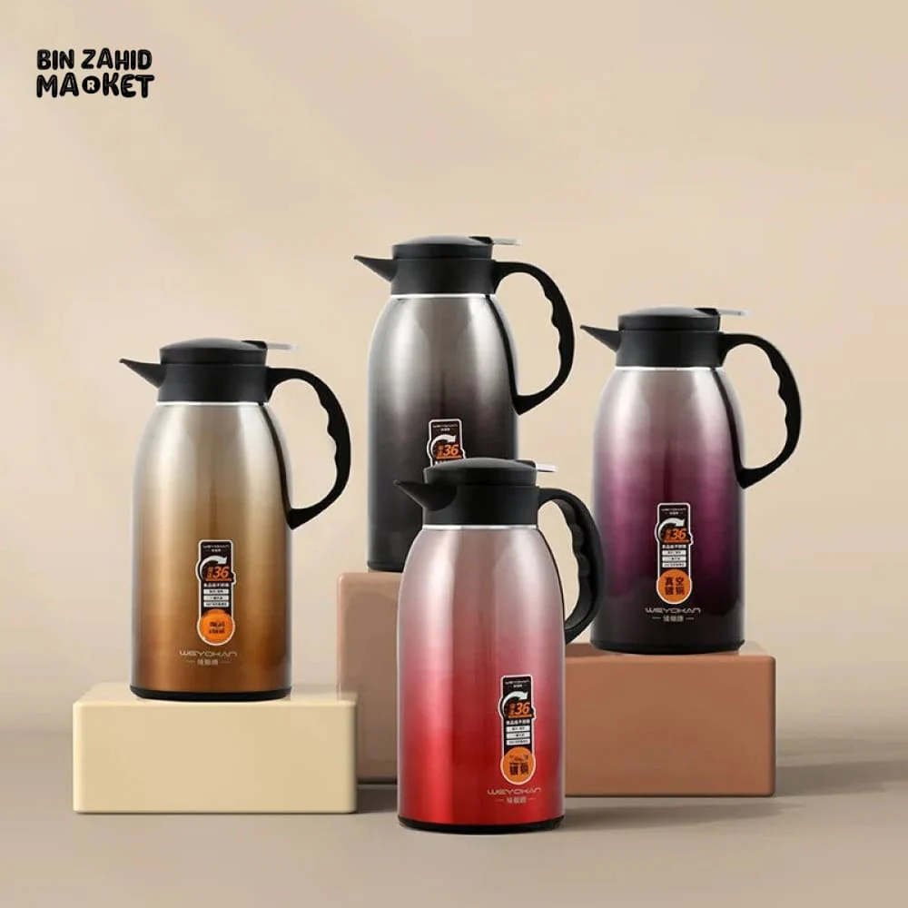 PREMIUM 2.2 LITER 304 STAINLESS STEEL VACUUM INSULATED THERMAL CARAFE – LARGE CAPACITY HOT & COLD COFFEE POT FOR HOME OFFICE AND HOTEL USE