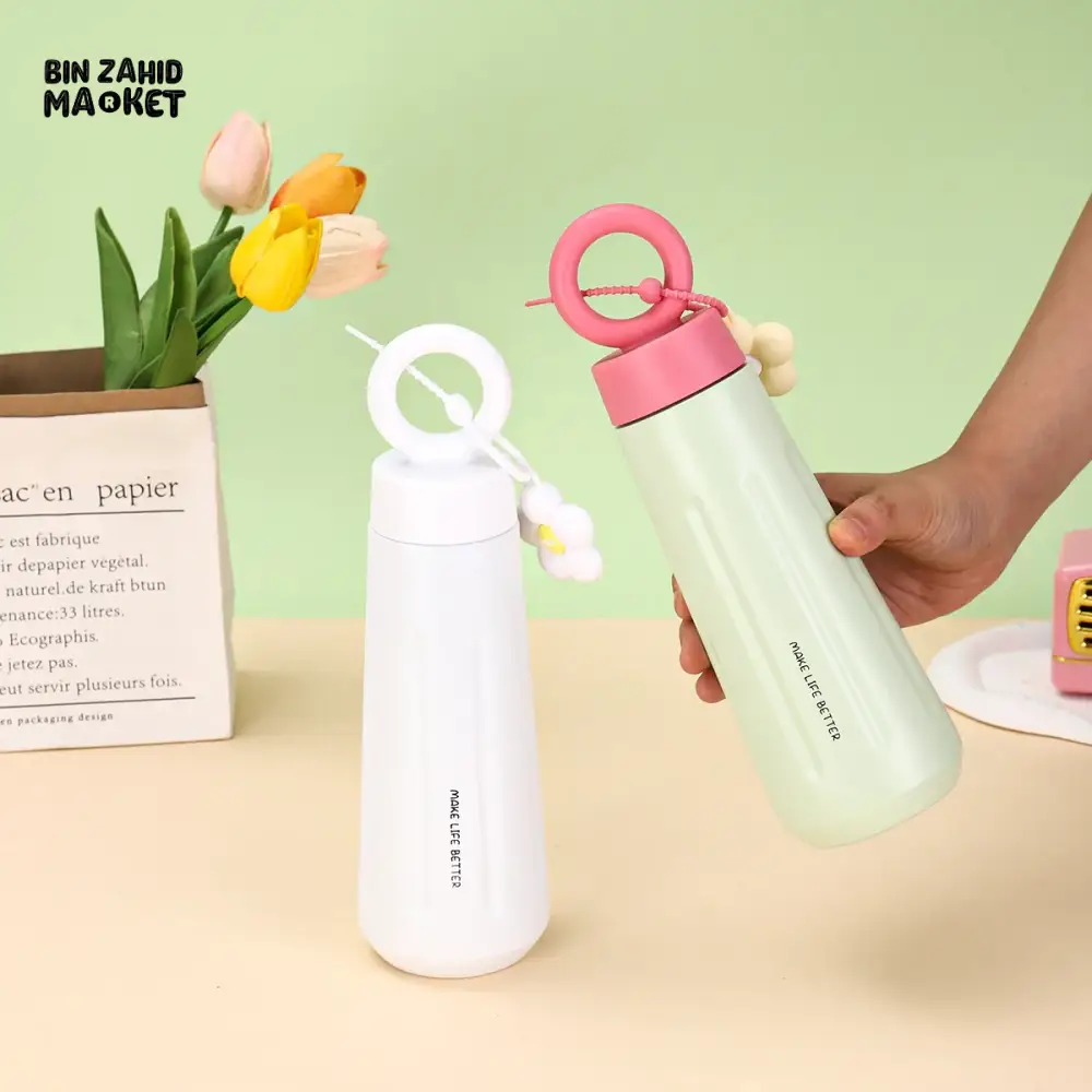 PREMIUM 316 STAINLESS STEEL SPORTS WATER BOTTLE 450ML – PORTABLE FLOWER CUP WITH HANDLE - Image 12