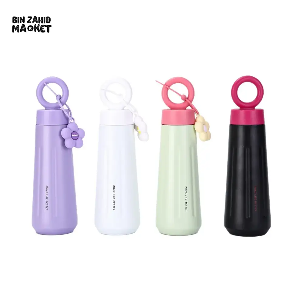 PREMIUM 316 STAINLESS STEEL SPORTS WATER BOTTLE 450ML – PORTABLE FLOWER CUP WITH HANDLE - Image 5