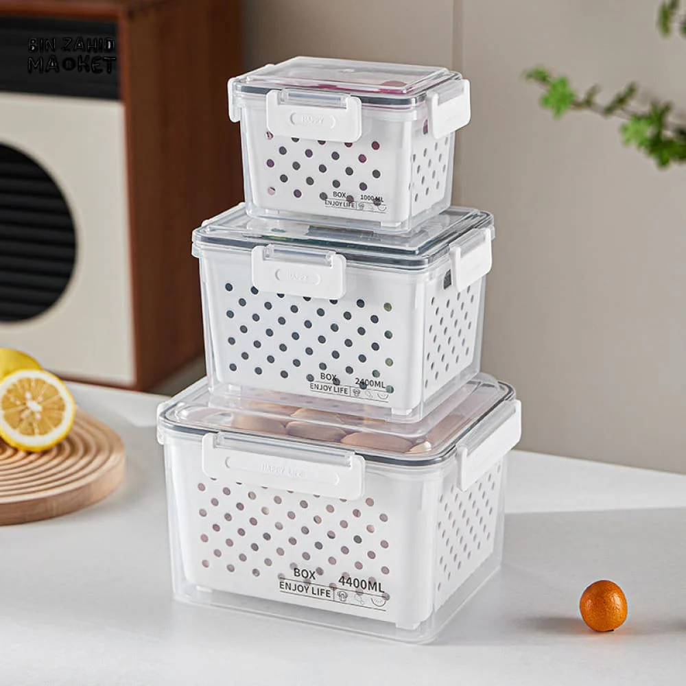 PREMIUM AIRTIGHT REFRIGERATOR STORAGE CONTAINERS – 3 PIECE SET WITH DRAINAGE & LEAKPROOF DESIGN - Image 4