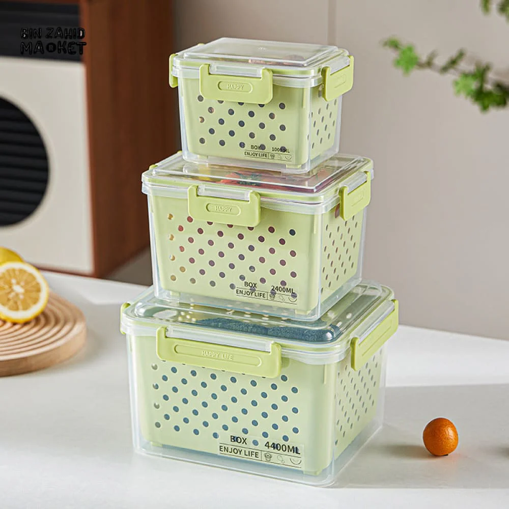 PREMIUM AIRTIGHT REFRIGERATOR STORAGE CONTAINERS – 3 PIECE SET WITH DRAINAGE & LEAKPROOF DESIGN - Image 6