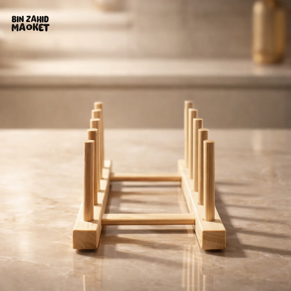 PREMIUM BAMBOO DISH RACK WITH PLATE HOLDER – MODERN KITCHEN COUNTERTOP ORGANIZER STAND - 5 STEPS - Image 2