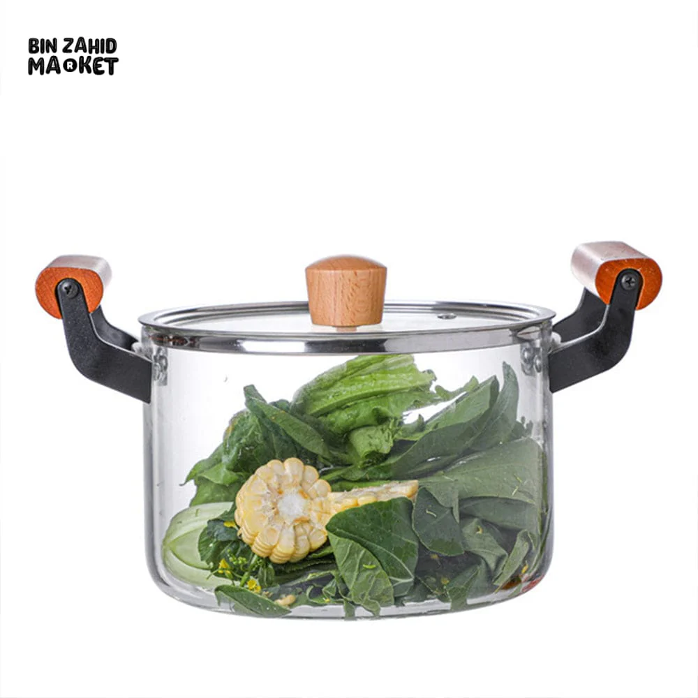 PREMIUM BOROSILICATE COOKING POT – FLAME-SAFE WOODEN HANDLE LARGE CAPACITY WITH LID - 3.5 LITRE - Image 11