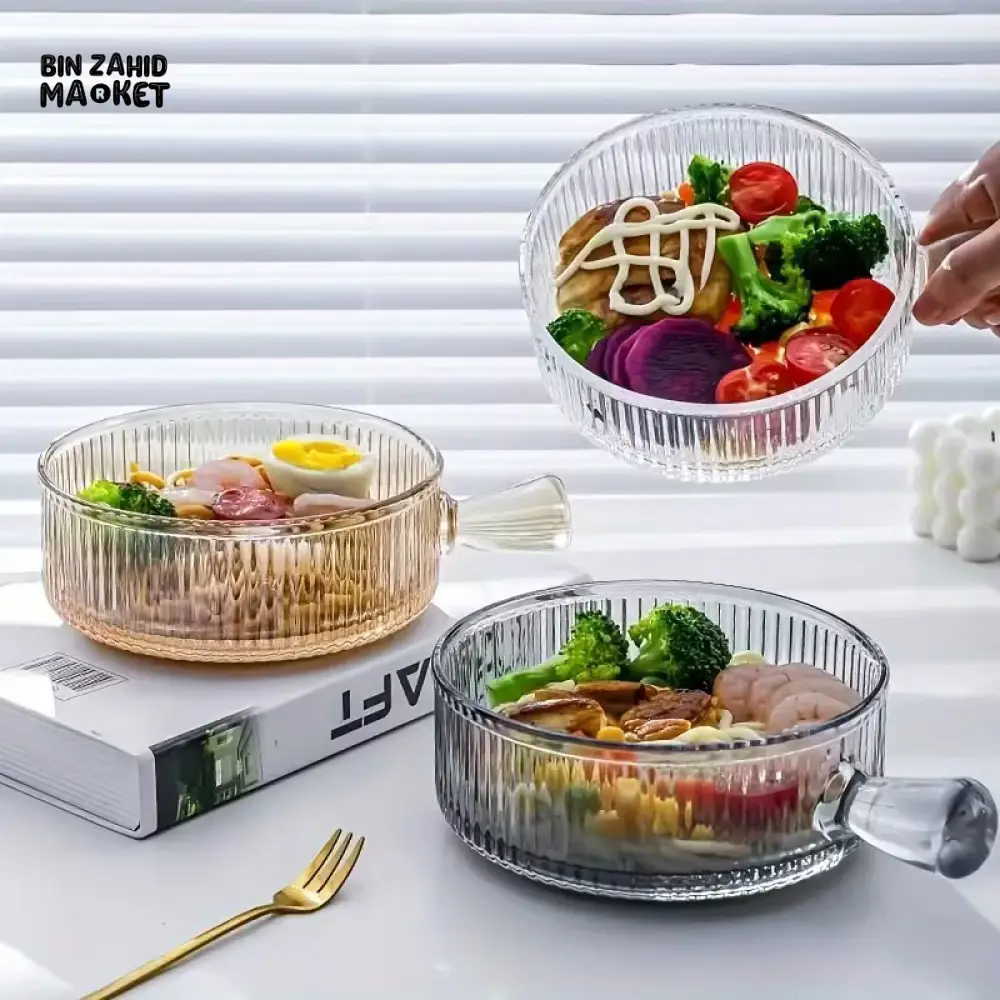 PREMIUM CLEAR GLASS BOWL WITH HANDLE – 6 INCH TABLEWARE SERVING BOWL