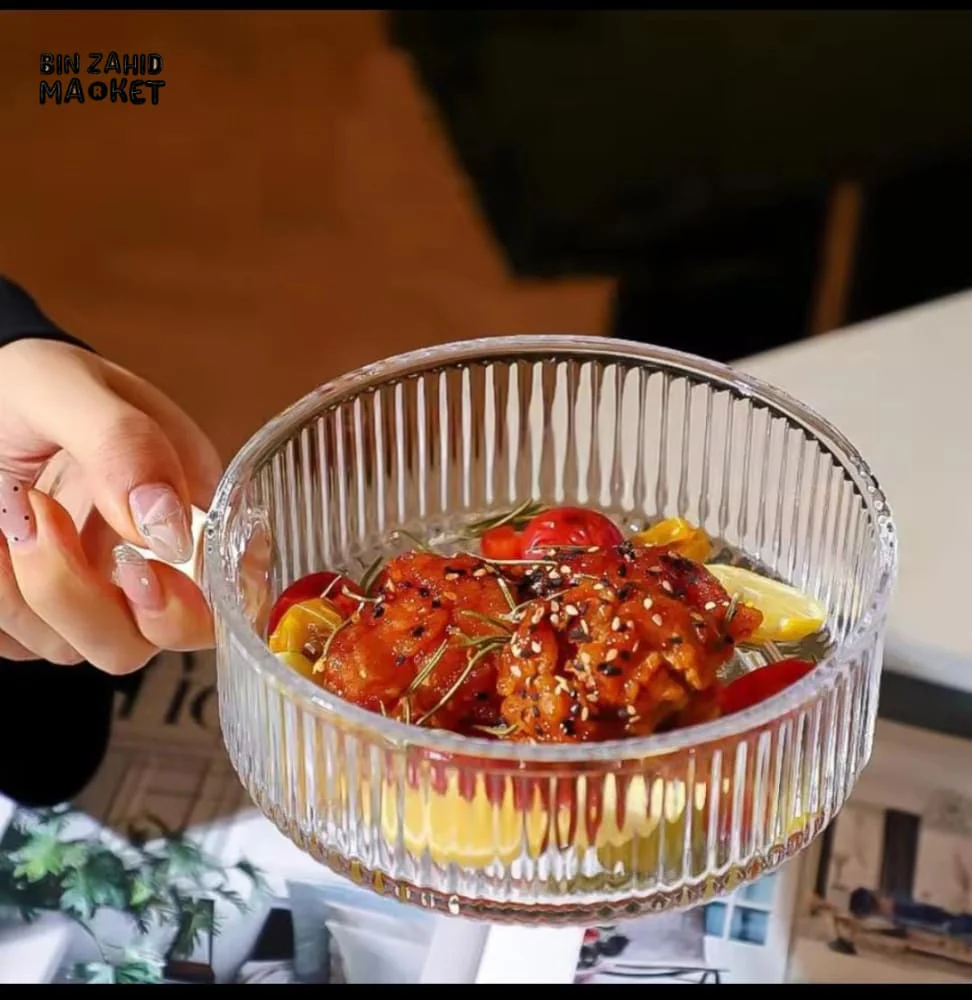 PREMIUM CLEAR GLASS BOWL WITH HANDLE – 6 INCH TABLEWARE SERVING BOWL - Image 2