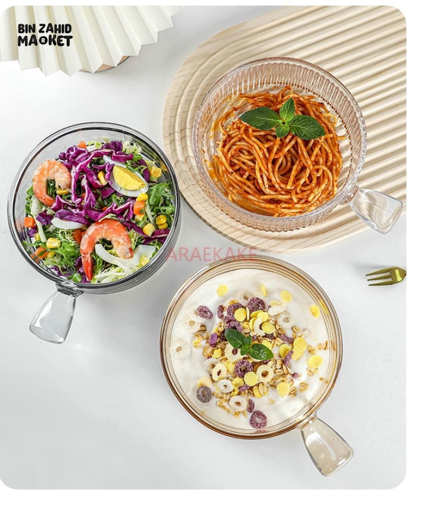 PREMIUM CLEAR GLASS BOWL WITH HANDLE – 6 INCH TABLEWARE SERVING BOWL - Image 5
