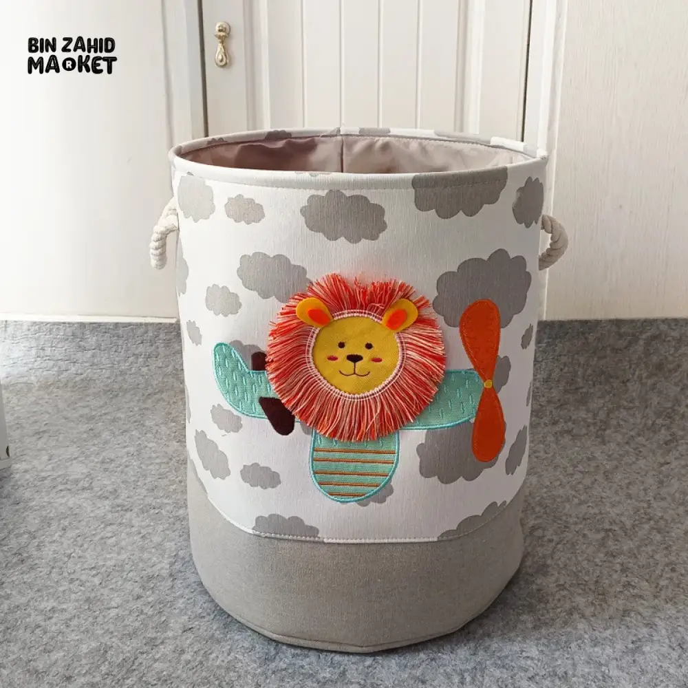 PREMIUM FOLDABLE LAUNDRY & TOY STORAGE BASKET – CUTE CARTOON ANIMAL MULTIPURPOSE ORGANIZER BIN - LION - Image 2