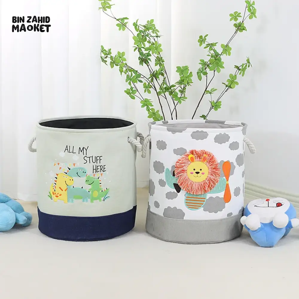 PREMIUM FOLDABLE LAUNDRY & TOY STORAGE BASKET – CUTE CARTOON ANIMAL MULTIPURPOSE ORGANIZER BIN - LION - Image 7