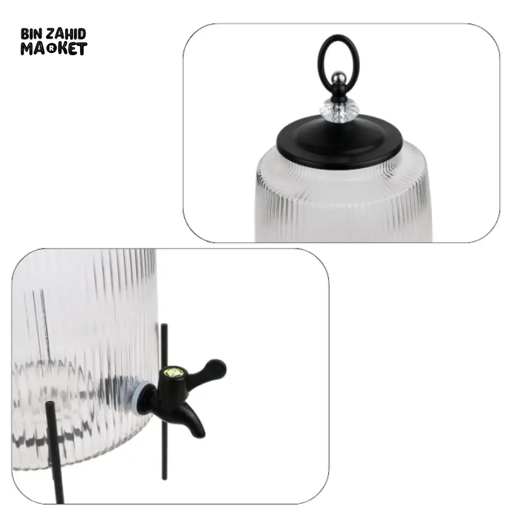 PREMIUM GLASS JUICE DISPENSER WITH BLACK BASE ELEGANT DRINK SERVER FOR HOME & PARTIES - Image 3