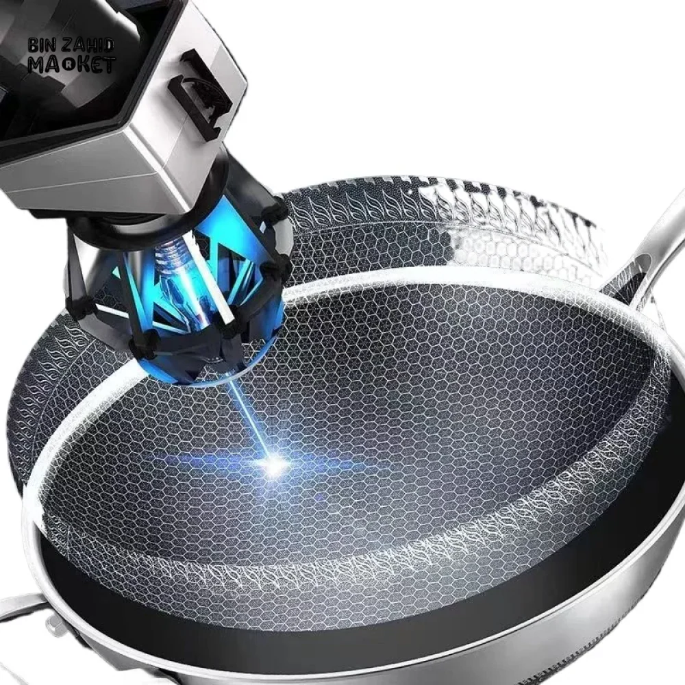 PREMIUM HONEYCOMB WOK 316 STAINLESS STEEL NON-STICK GAS & INDUCTION READY - Image 10