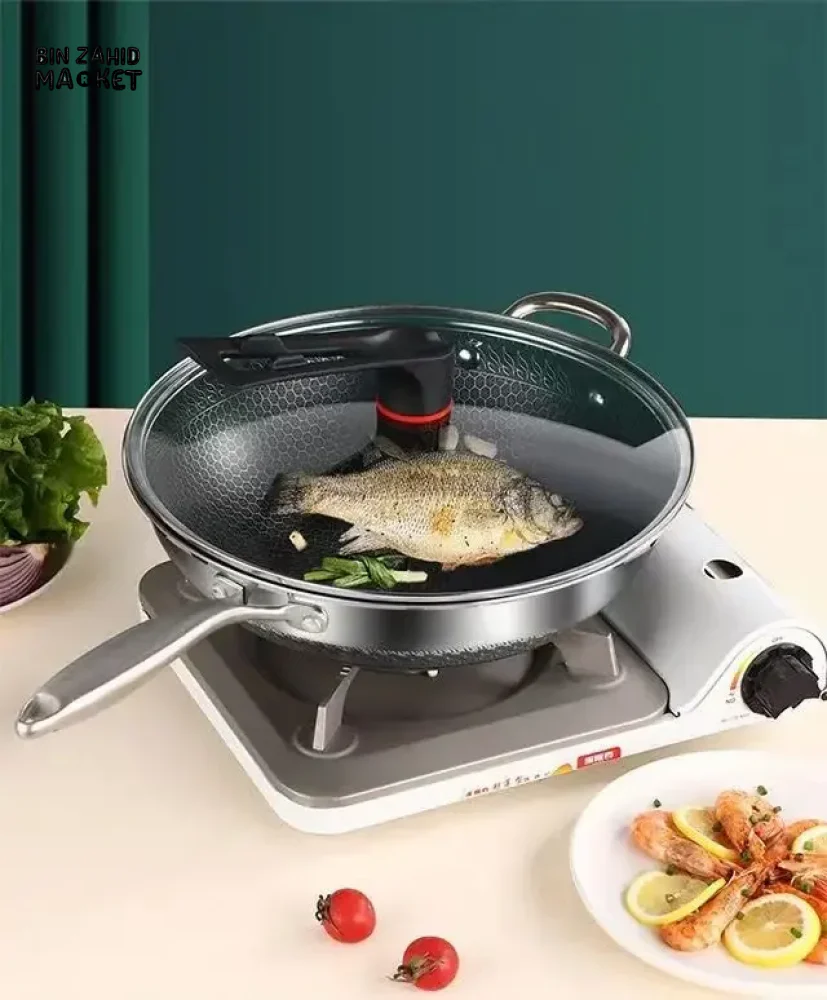 PREMIUM HONEYCOMB WOK 316 STAINLESS STEEL NON-STICK GAS & INDUCTION READY - Image 14