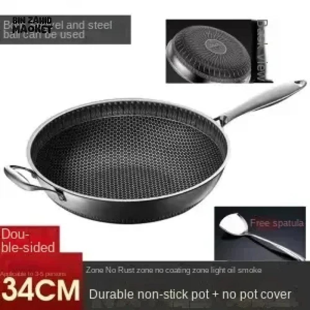 PREMIUM HONEYCOMB WOK 316 STAINLESS STEEL NON-STICK GAS & INDUCTION READY - Image 16