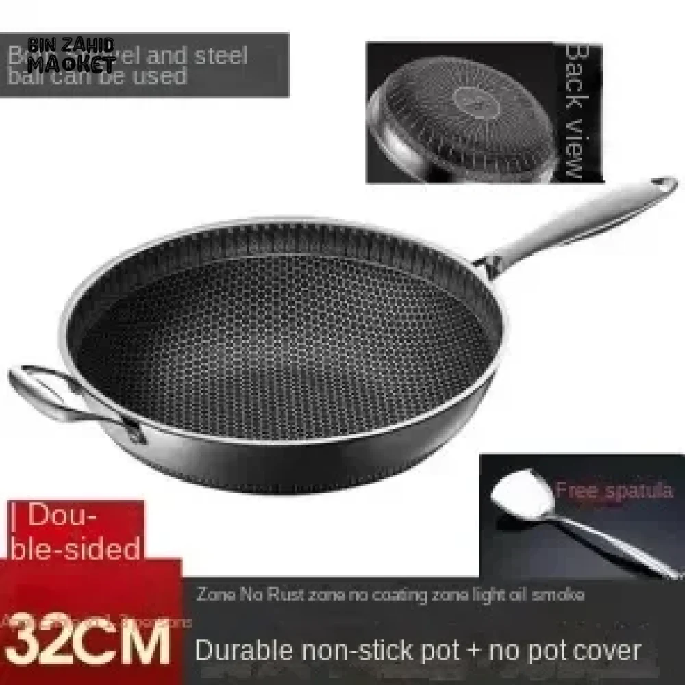 PREMIUM HONEYCOMB WOK 316 STAINLESS STEEL NON-STICK GAS & INDUCTION READY - Image 17