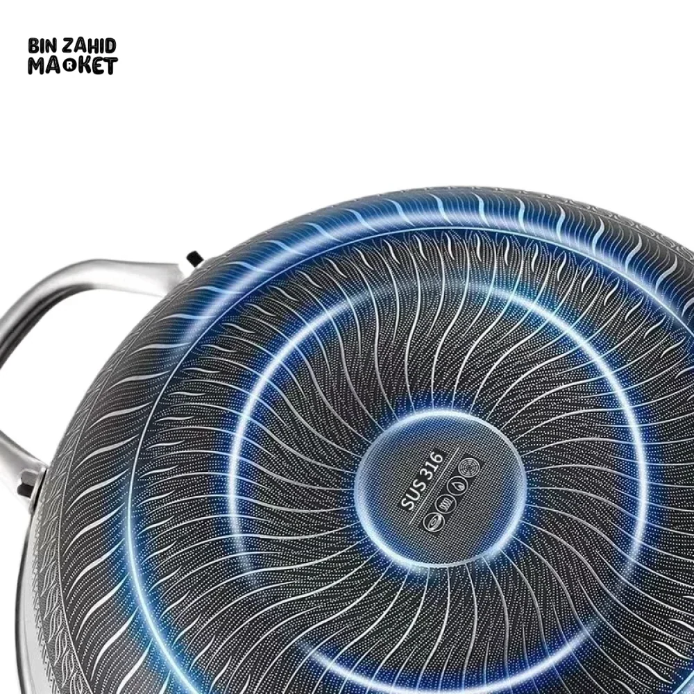 PREMIUM HONEYCOMB WOK 316 STAINLESS STEEL NON-STICK GAS & INDUCTION READY - Image 9
