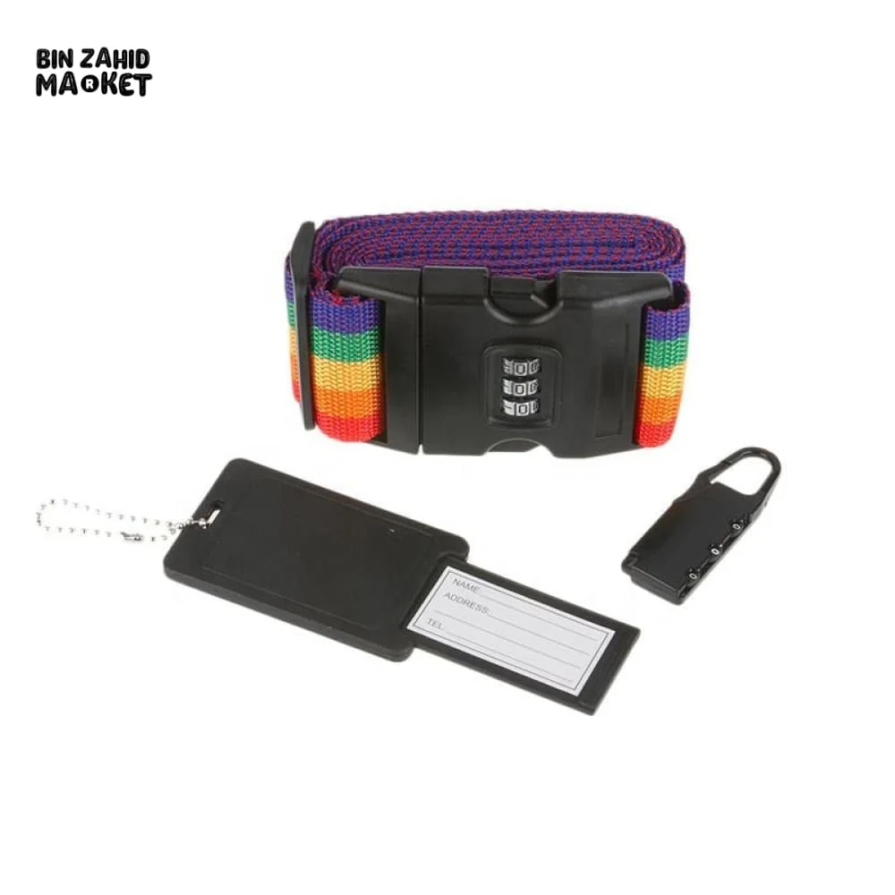 PREMIUM TRAVEL LUGGAGE STRAPS & LOCK WITH TAG – 3 PIECES SET - Image 3