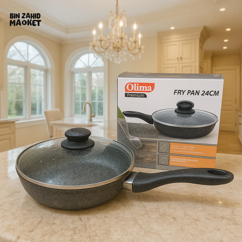 PREMIUM NON-STICK GRANITE FRY PAN  WITH GLASS LID – DURABLE & LUXURY COOKWARE - 28CM 10B-2G
