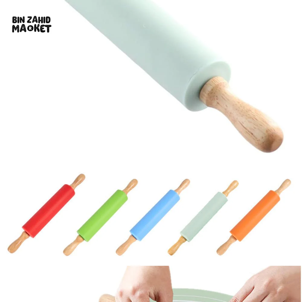 PREMIUM SILICONE BAKING MAT WITH WOODEN HANDLE ROLLING PIN – NON-STICK DOUGH SET - Image 5