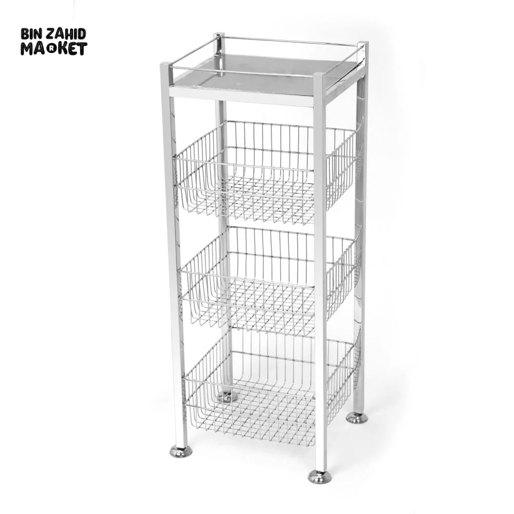 PREMIUM STAINLESS STEEL FRUIT BASKET – SPACE-SAVING & ELEGANT KITCHEN ORGANIZER - 3 TIER