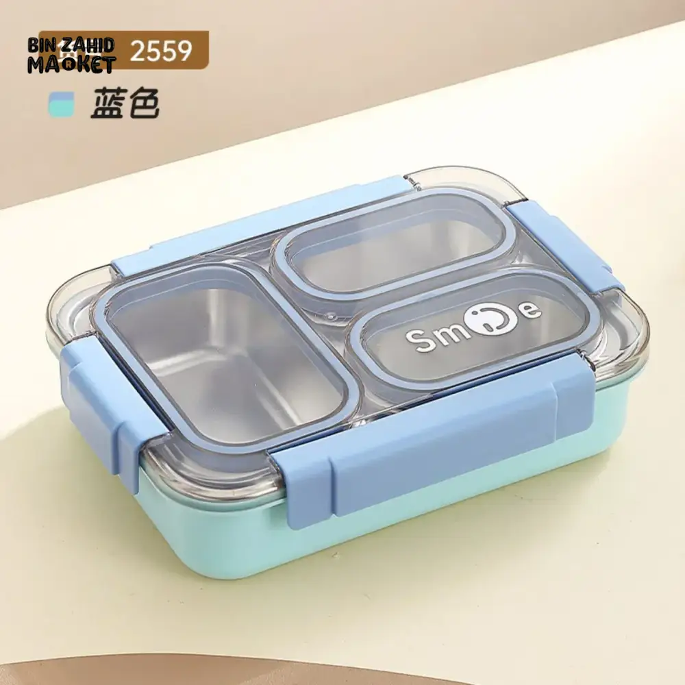 PREMIUM STAINLESS STEEL LUNCH BOX – 3 COMPARTMENTS LEAK-PROOF WITH SECURE LOCK INCLUDES SPOON & FORK - Image 6