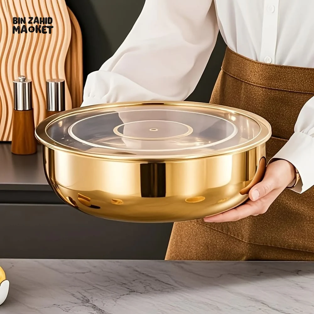 PREMIUM STAINLESS STEEL MIXING BOWL WITH LID – MULTIPURPOSE KITCHEN TOOL - Image 5