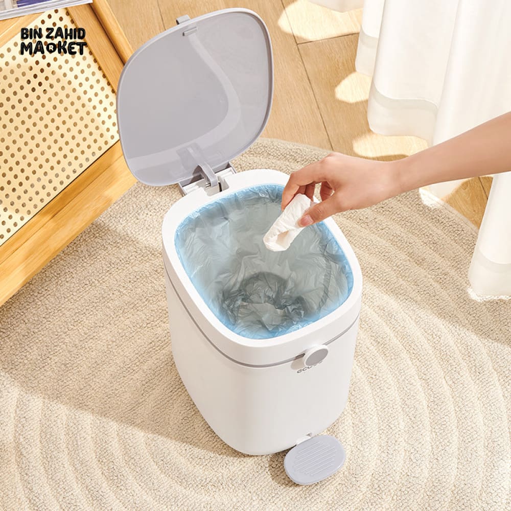 ECOCO HANDS-FREE FOOT PEDAL TRASH CAN 12 LITRE – COMPACT WASTE SOLUTION - Image 4