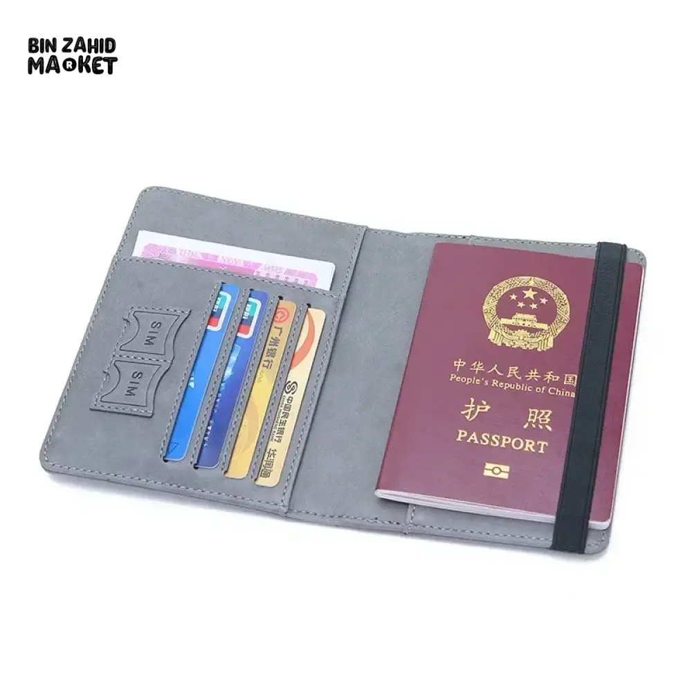PREMIUM LEATHER PASSPORT COVER – ELASTIC BAND CARD & DOCUMENT STORAGE SLIM TRAVEL - Image 4