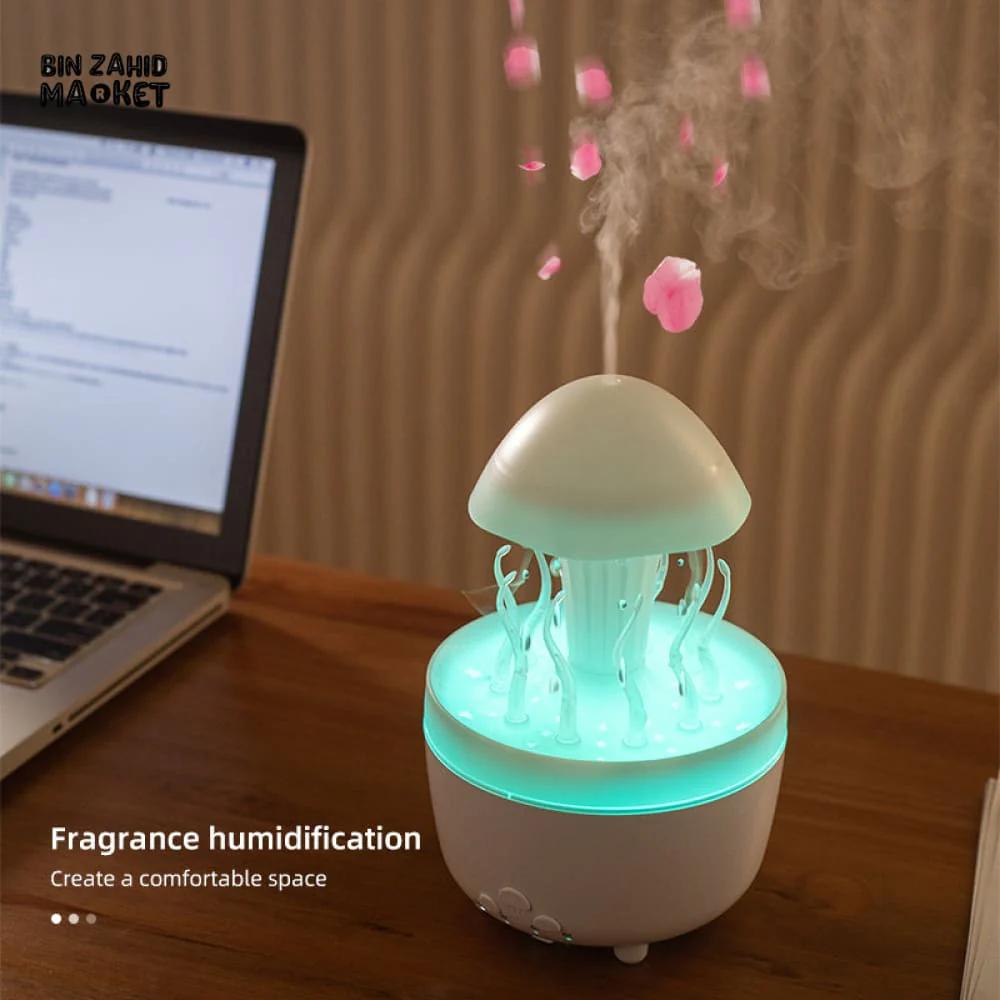 RAINDROP JELLYFISH AROMATHERAPY HUMIDIFIER WITH REMOTE CONTROL – LED MIST DIFFUSER FOR BEDROOM & OFFICE - Image 2