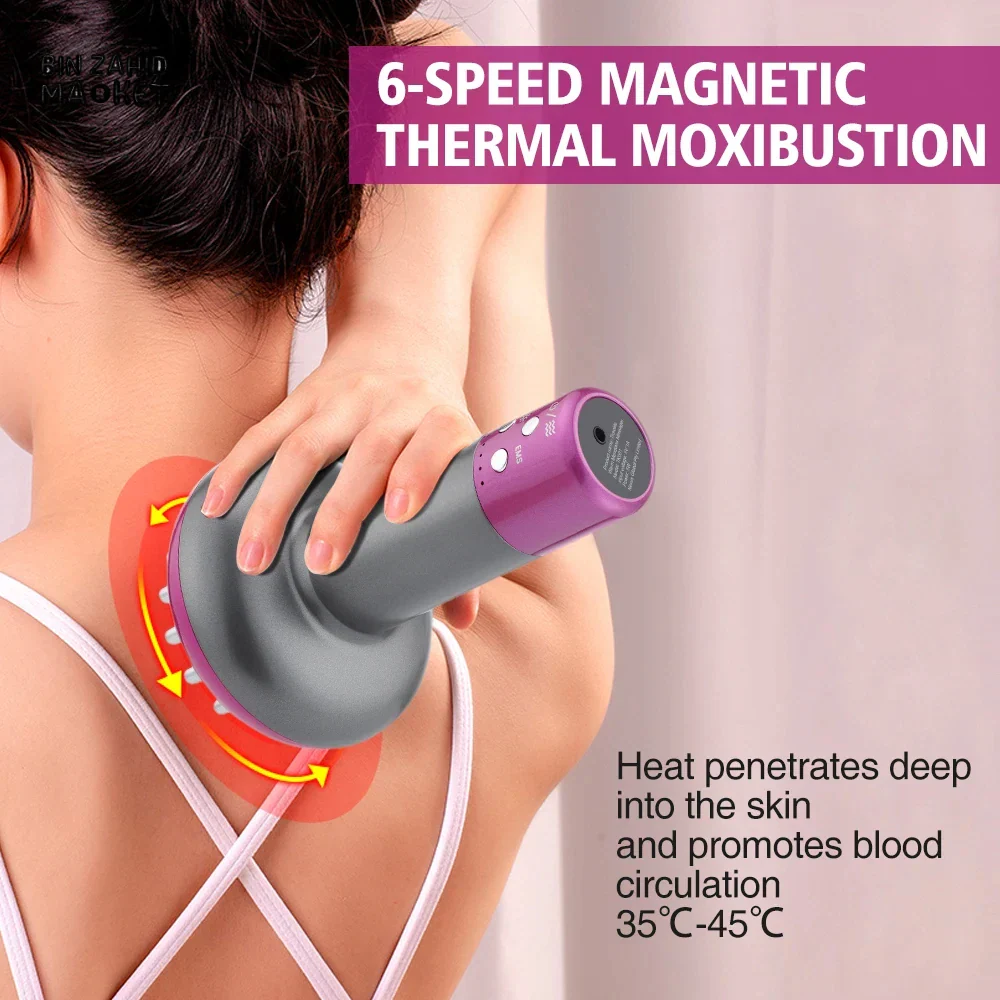 RECHARGEABLE GUA SHA MASSAGER – HEATING BODY SHAPING & MERIDIAN SCRAPING BRUSH FOR LYMPHATIC CARE - Image 3