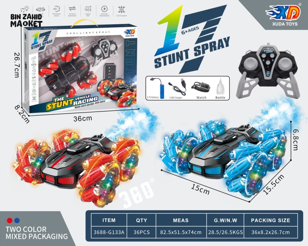 REMOTE CONTROL STUNT DRIFT CAR WITH WATCH CONTROLLER LIGHTS SOUNDS & REALISTIC SMOKE EFFECTS - Image 5