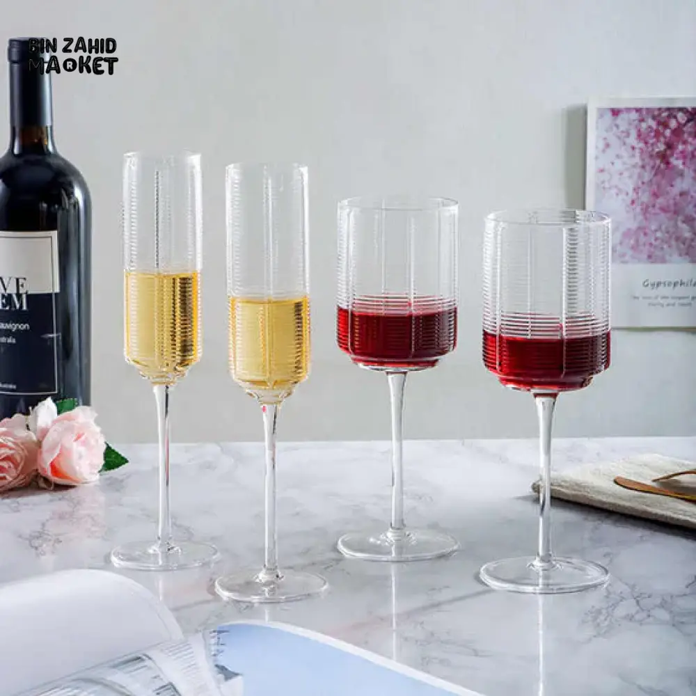 RETRO ELEGANCE – STRIPED CHAMPAGNE GLASS SET OF 6 - Image 2