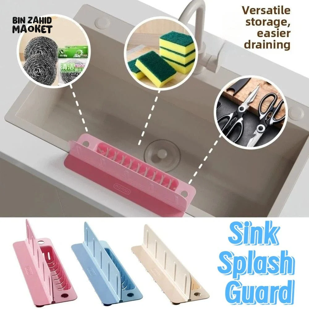 REUSABLE KITCHEN SINK WATER DEFLECTOR PLATE WITH SUCTION CUP – SPLASH-PROOF SOAP & SPONGE RACK - Image 2