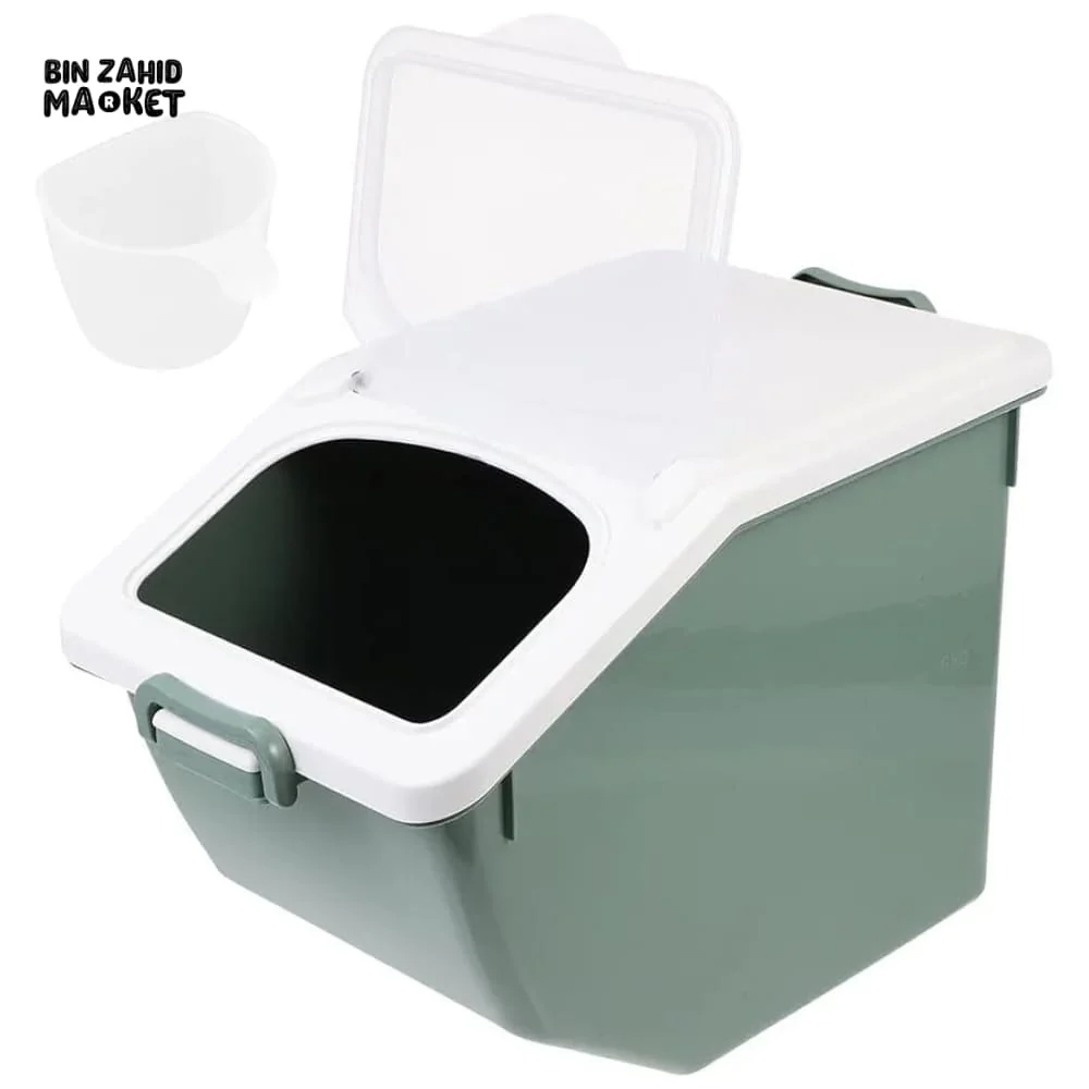 RICE STORAGE BOX – LARGE CAPACITY FOOD CONTAINER & DISPENSER FOR FLOUR CEREAL PET FOOD KITCHEN STORAGE ORGANIZER - Image 2