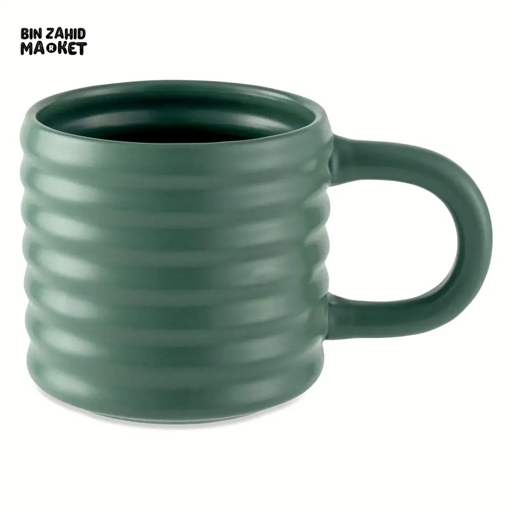 RIPPLE STYLE 580ML CERAMIC MUG MODERN WAVE DESIGN - GREEN