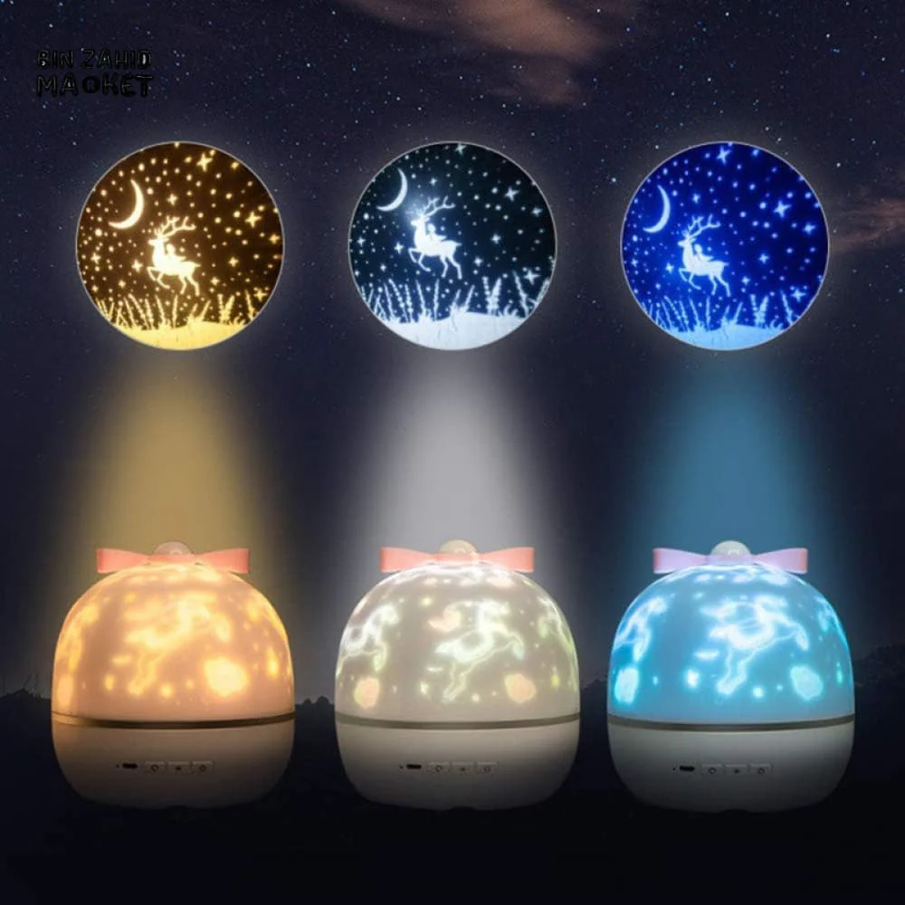 ROTATABLE LED PROJECTOR LAMP – 3 LIGHT MODES DREAMY STAR & MOON NIGHT LIGHT - Image 2