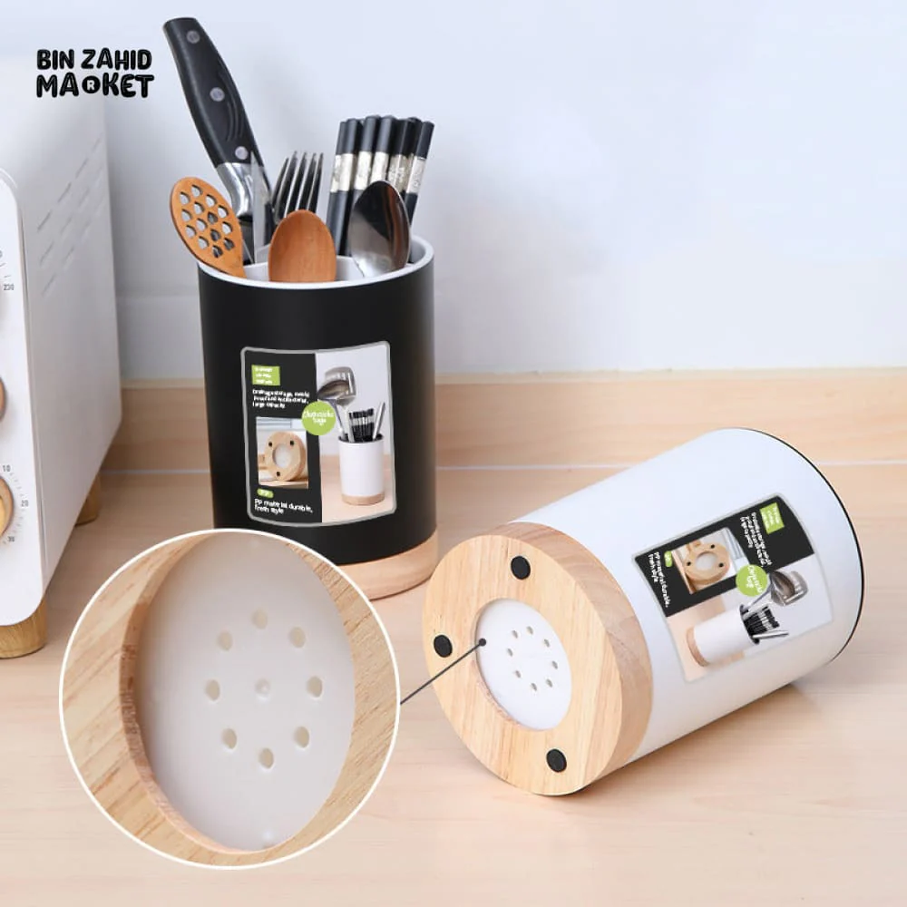 ROTATING 3-COMPARTMENT UTENSIL ORGANIZER – MULTI-GRID DISH DRAINER CHOPSTICK & SPOON HOLDER WITH REMOVABLE DIVIDER - Image 4