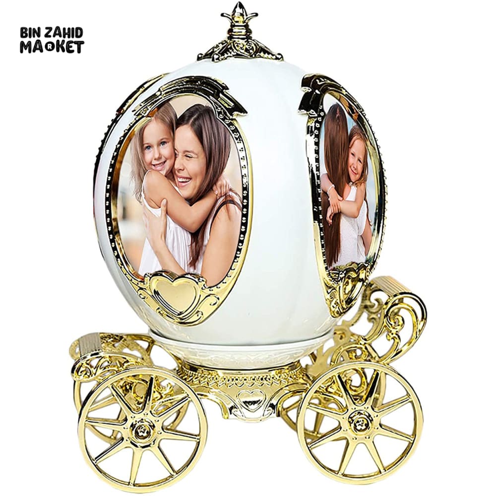 ROTATING DECORATIVE PHOTO FRAME WITH PUMPKIN CAR MUSIC BOX – CUSTOM 4-PHOTO PERSONALIZED DESK FRAME - Image 2