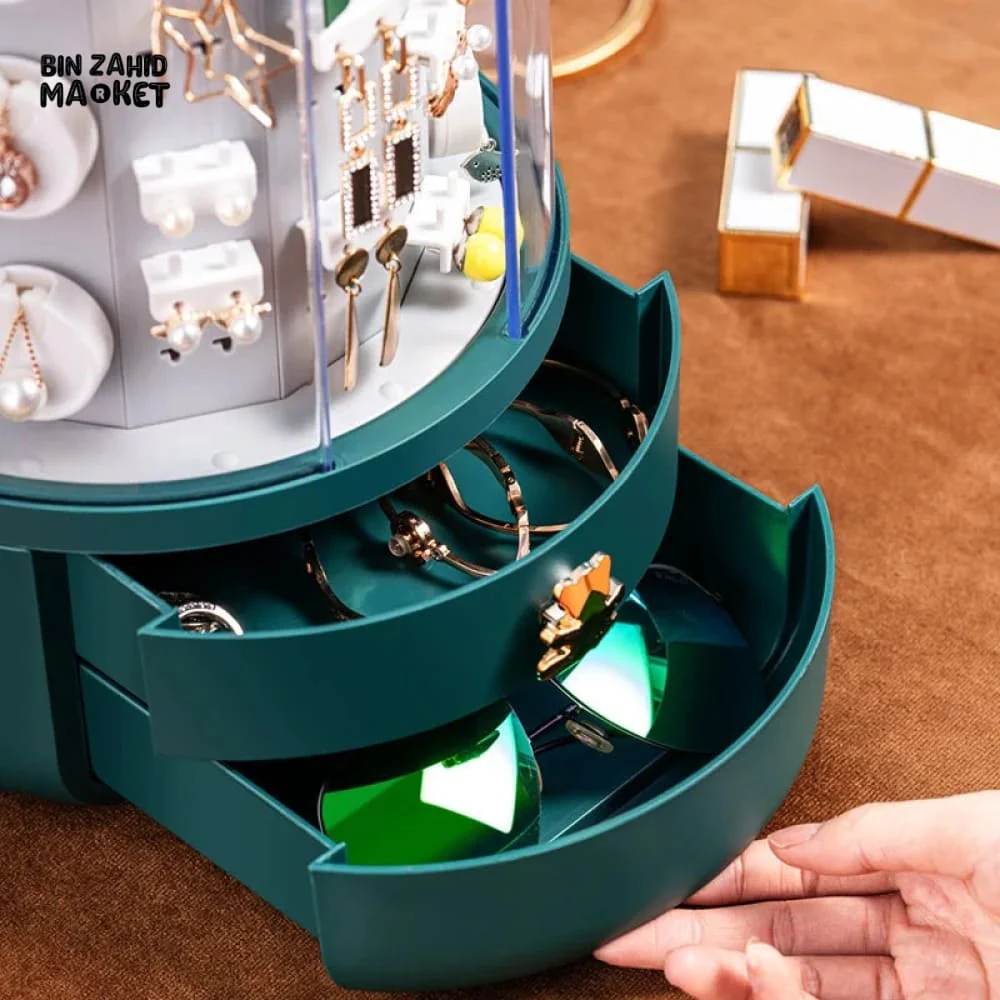 ROTATING JEWELRY ORGANIZER WITH DRAWER - Image 2
