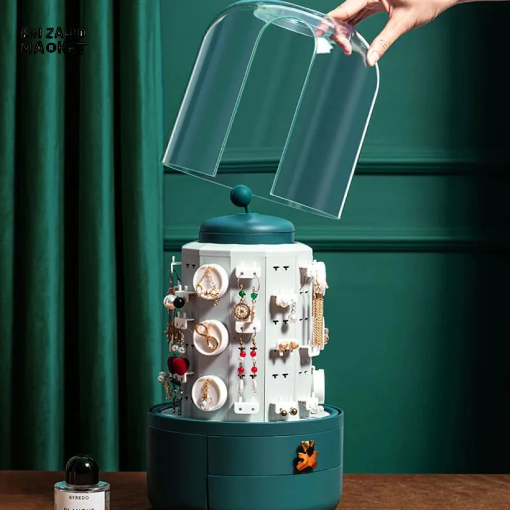ROTATING JEWELRY ORGANIZER WITH DRAWER - Image 6