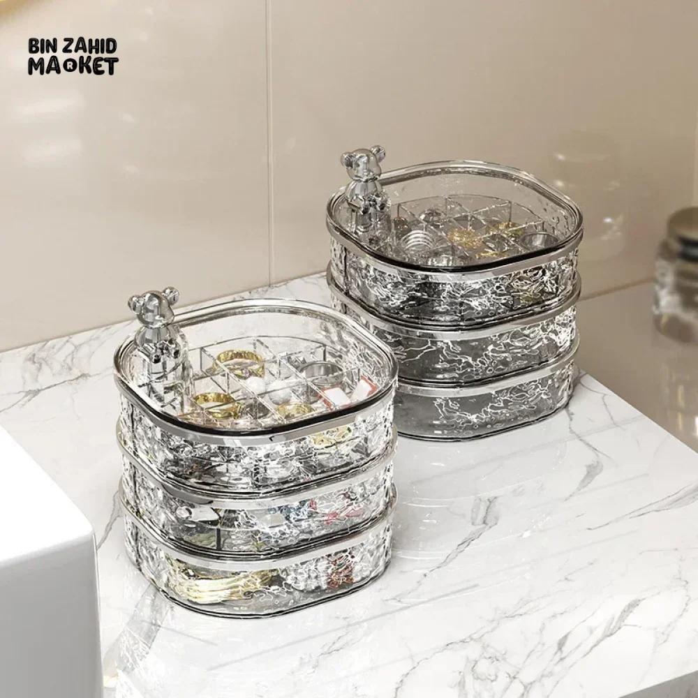 ROTATING JEWELRY STORAGE BOX – DUSTPROOF ORGANIZER FOR EARRINGS HAIRPINS & NECKLACES - Image 3