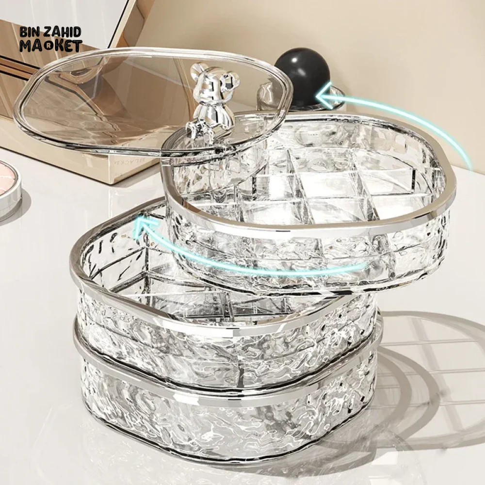 ROTATING JEWELRY STORAGE BOX – DUSTPROOF ORGANIZER FOR EARRINGS HAIRPINS & NECKLACES - Image 8