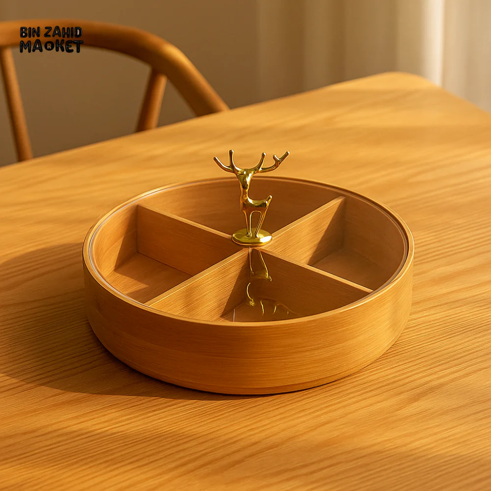 ROUND WOODEN DRY FRUIT BOX WITH LID