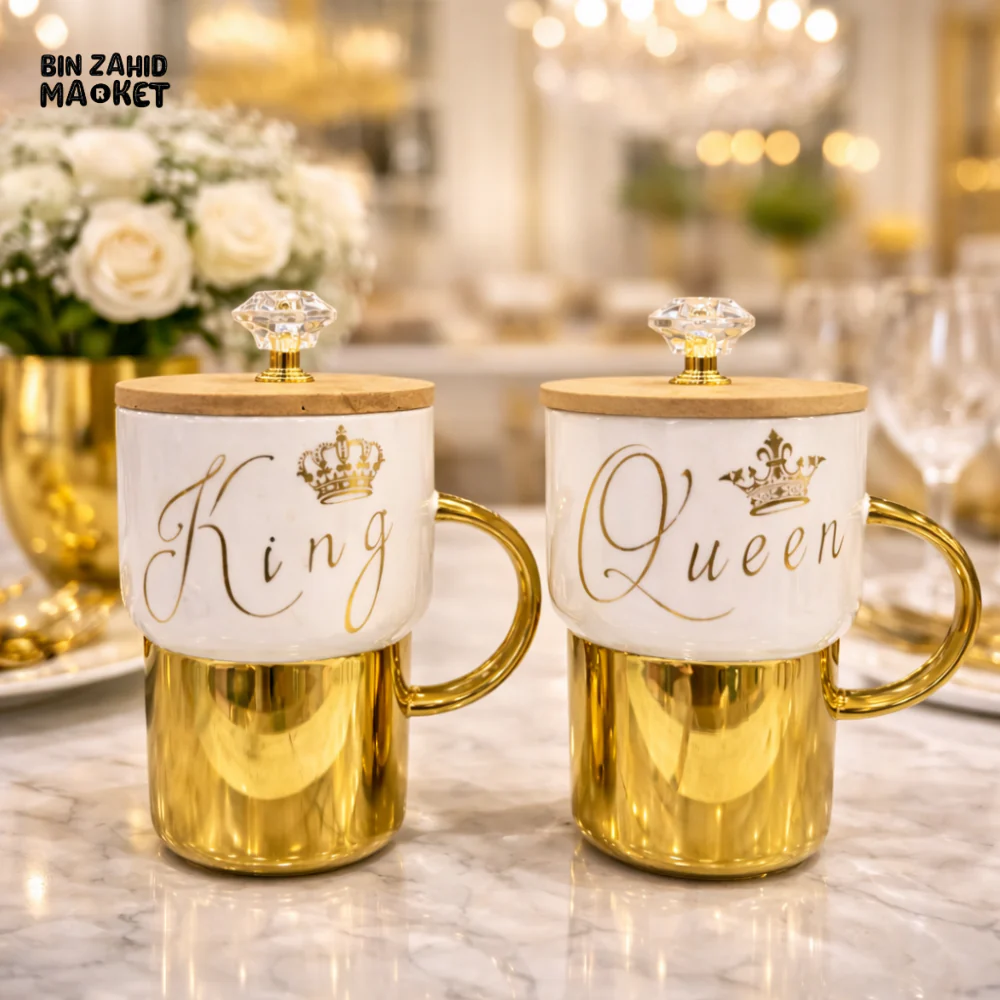 ROYAL KING & QUEEN GOLD CERAMIC MUG 1 PIECES  – ELEGANT COUPLE EDITION
