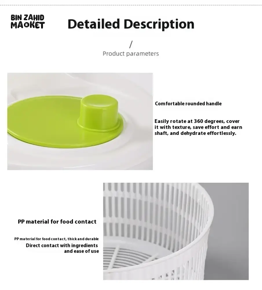 SALAD DRAIN BASKET – MULTIFUNCTIONAL MANUAL VEGETABLE DRYER SALAD SPINNER FOR FRUITS & VEGETABLES KITCHEN HELPER FOR HOME USE - Image 11