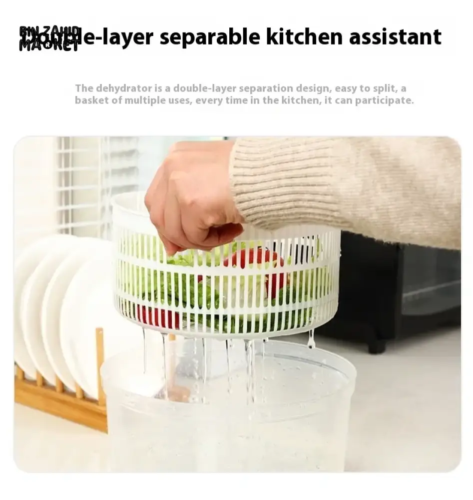 SALAD DRAIN BASKET – MULTIFUNCTIONAL MANUAL VEGETABLE DRYER SALAD SPINNER FOR FRUITS & VEGETABLES KITCHEN HELPER FOR HOME USE - Image 13
